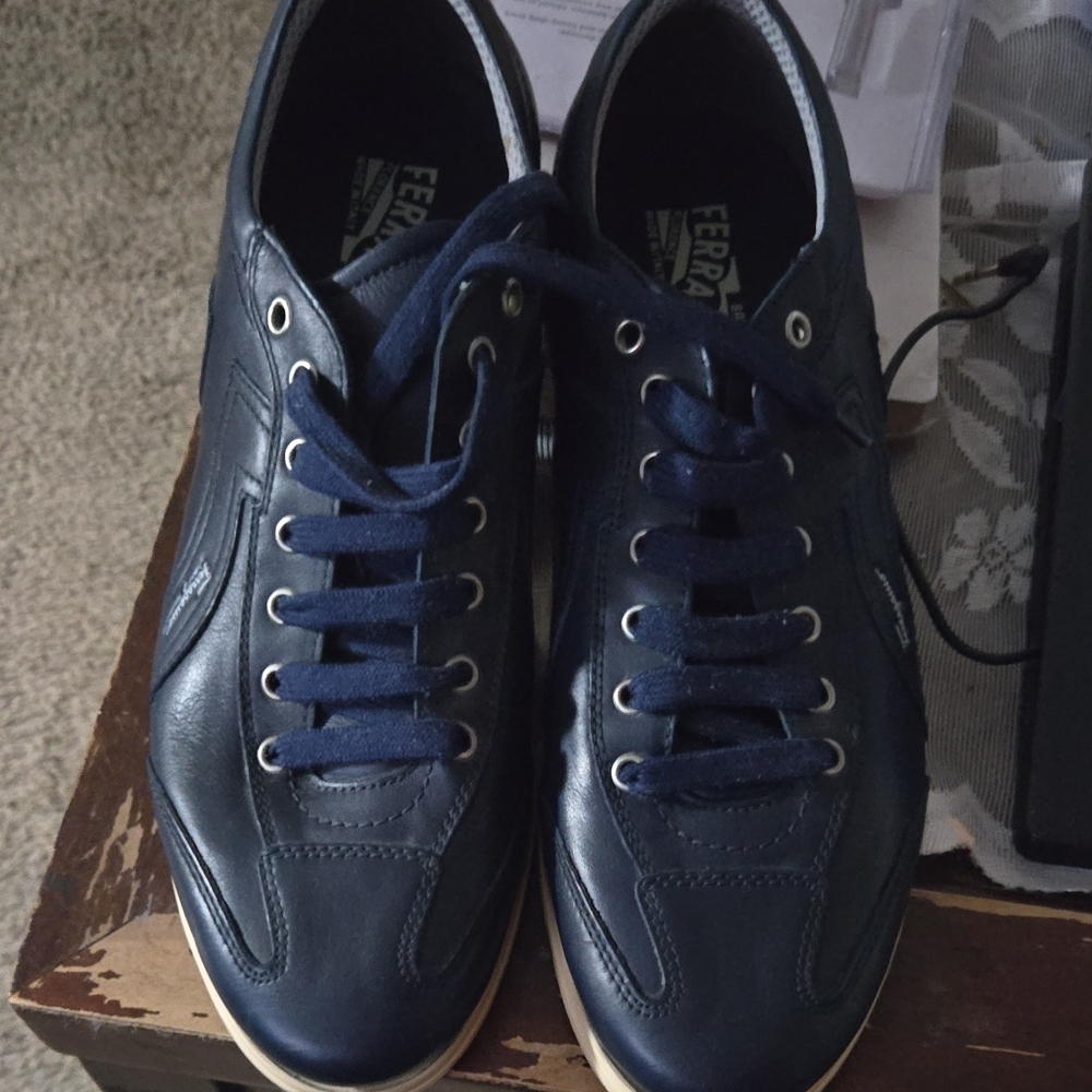 Ferrari Blue Sneakers with Leather Upper